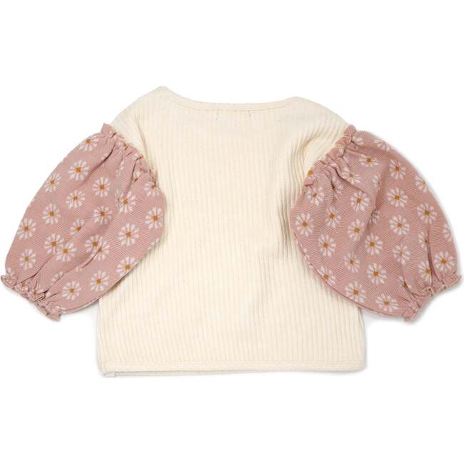 Nellie Sweaterknit Blouse Starburst Puff Sleeves, Vanilla - Blouses - 2