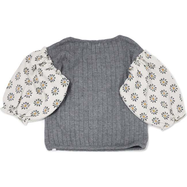 Nellie Sweaterknit Blouse Starburst Puff Sleeves, Charcoal Heather - Blouses - 2