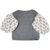 Nellie Sweaterknit Blouse Starburst Puff Sleeves, Charcoal Heather - Blouses - 2