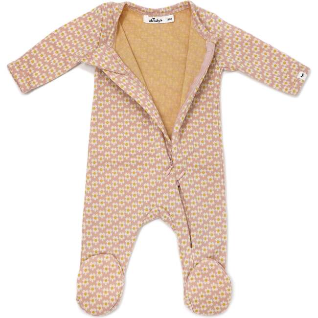 Mini Daisy Double Knit Zipper Footie, Blush - Footie Pajamas - 2