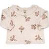 Cone Flowers Print Ruffle Neck Blouse, Sand - Blouses - 1 - thumbnail