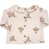 Cone Flowers Print Ruffle Neck Blouse, Sand - Blouses - 2