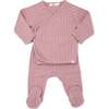 Cable Kimono Footies Two Piece Set, Blush - Mixed Apparel Set - 1 - thumbnail