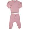 Cable Kimono Footies Two Piece Set, Blush - Mixed Apparel Set - 2