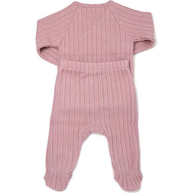 Cable Kimono Footies Two Piece Set, Blush - Mixed Apparel Set - 4