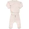 Cable Kimono Footies Two Piece Set, Vanilla - Mixed Apparel Set - 2