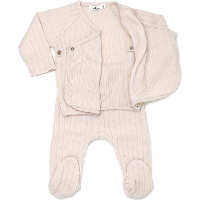 Cable Kimono Footies Two Piece Set, Vanilla - Mixed Apparel Set - 3