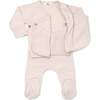 Cable Kimono Footies Two Piece Set, Vanilla - Mixed Apparel Set - 3