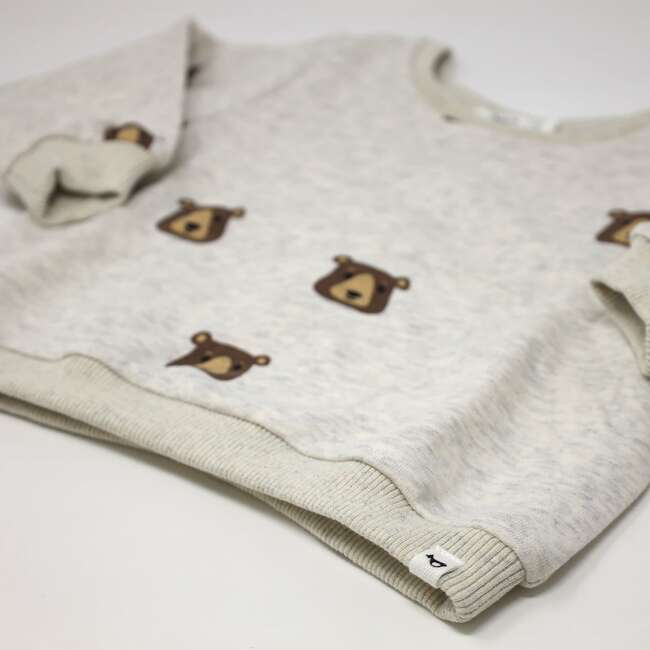 Brown Bear Faces Print Brooklyn Boxy, Oatmeal Healther - Sweatshirts - 3