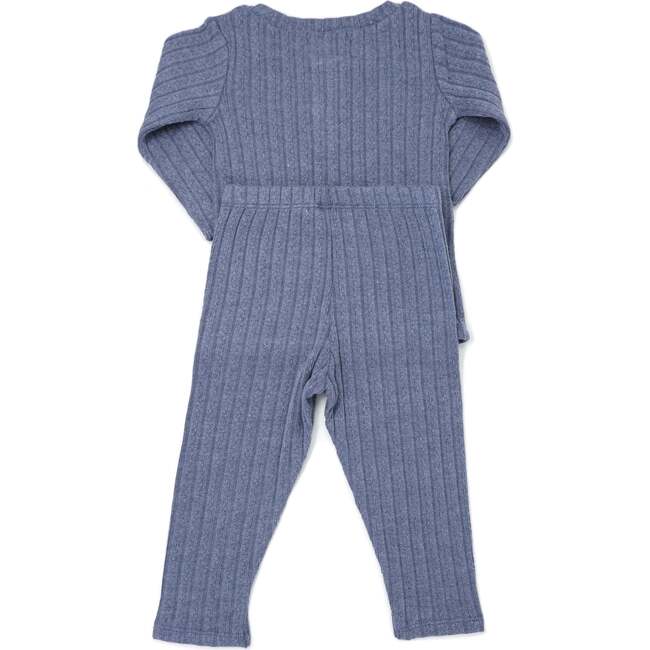 Cable Pocket Henley Two Piece Set, Denim - Mixed Apparel Set - 2