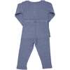 Cable Pocket Henley Two Piece Set, Denim - Mixed Apparel Set - 2