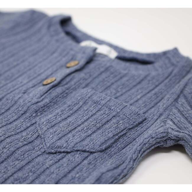 Cable Pocket Henley Two Piece Set, Denim - Mixed Apparel Set - 3