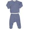 Cable Kimono Footies Two Piece Set, Denim - Mixed Apparel Set - 2