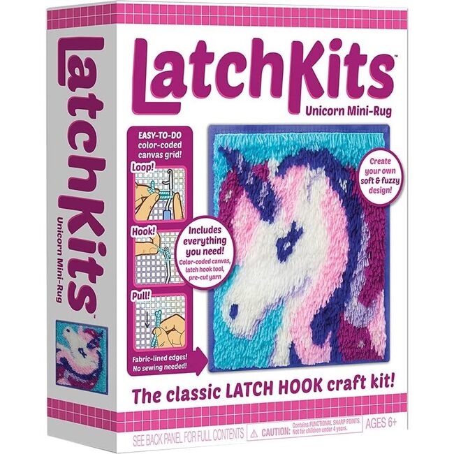 LatchKits - The Classic Latch Hook Craft Kit - Create Your Own Unicorn Mini Rug