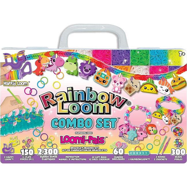 Rainbow Loom- Loomi Pals, Mini Combo Friendship Bracelet Making Craft Set w/ 2,100 High Quality, Latex Free Rubber Bands, 150 G-Clips, 60 Charms