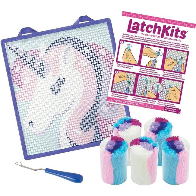 LatchKits - The Classic Latch Hook Craft Kit - Create Your Own Unicorn Mini Rug - Activities - 4
