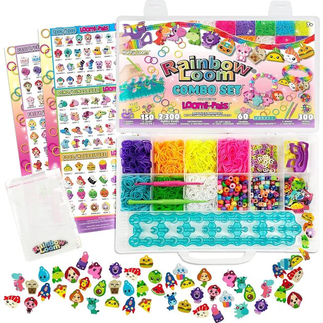 Rainbow Loom- Loomi Pals, Mini Combo Friendship Bracelet Making Craft Set w/ 2,100 High Quality, Latex Free Rubber Bands, 150 G-Clips, 60 Charms - Activities - 2