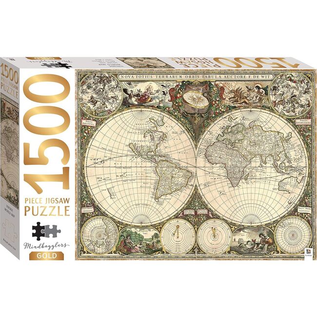 Mindbogglers Gold 1500-Piece Jigsaw Puzzle: Vintage World Map - Jigsaws for Adults