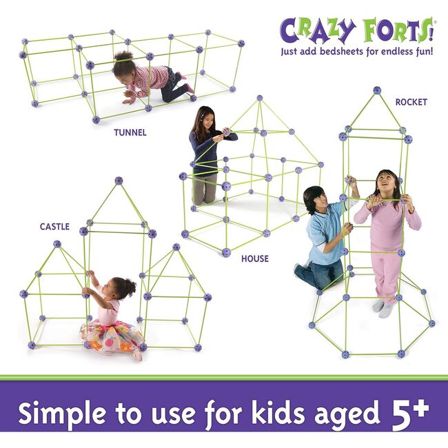 Crazy Forts! 69 Piece Buildable Indoor/Outdoor Play Fort Playset - Play Tents - 4