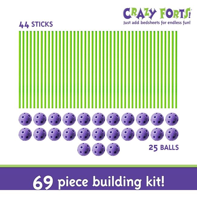 Crazy Forts! 69 Piece Buildable Indoor/Outdoor Play Fort Playset - Play Tents - 5