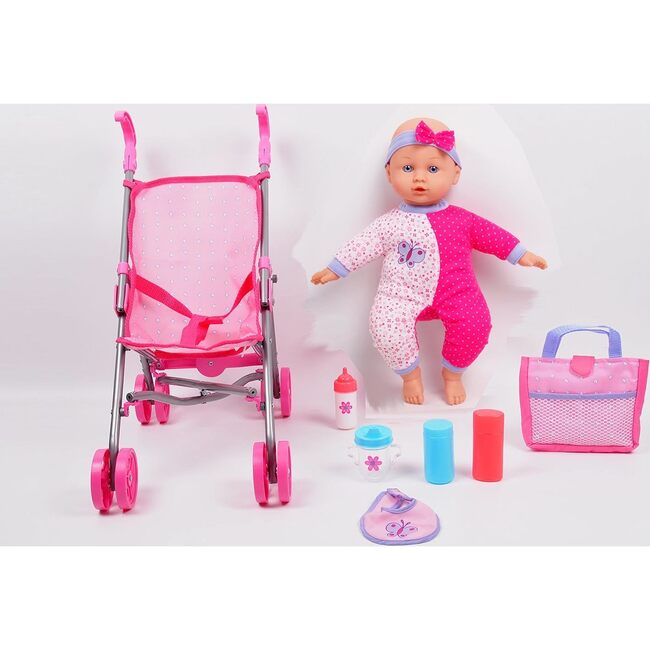 Gi-Go 14" Baby Doll with Stroller Doll Accessory Set - Dolls - 2