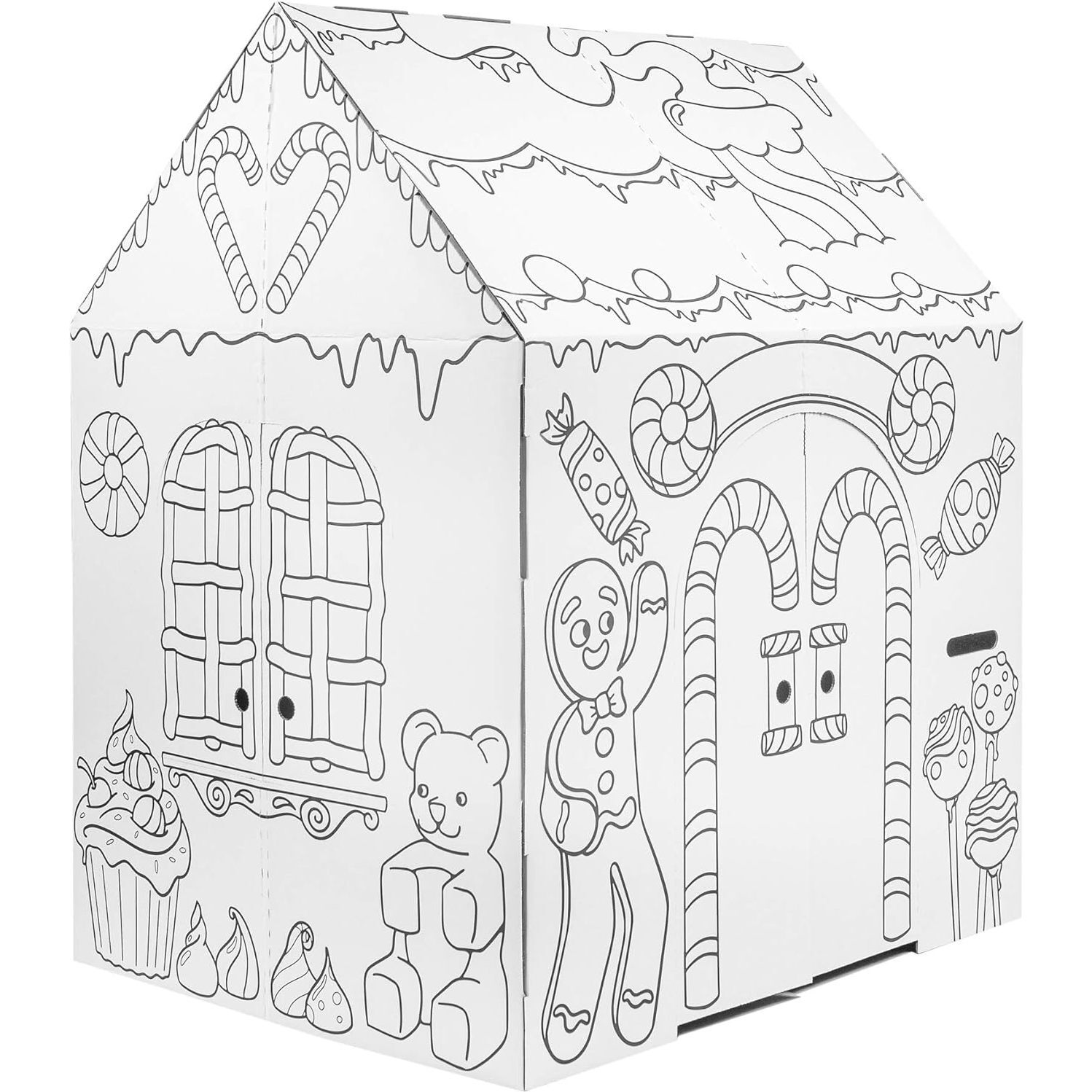Cardboard Coloring Playhouse Gingerbread House - Kids Art & Craft - Playhouses - 1