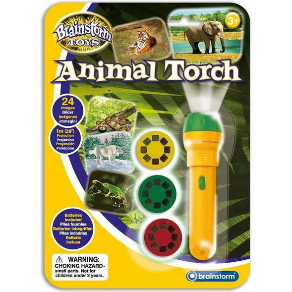 Brainstorm Toy Animal Flashlight and Projector w/ 24 Animal Images - STEM Toy