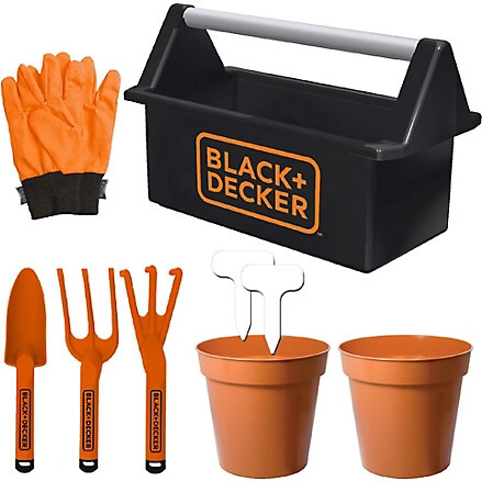 Black and Decker Open Garden Toolbox w/ 8 Piece Garden Tools Set