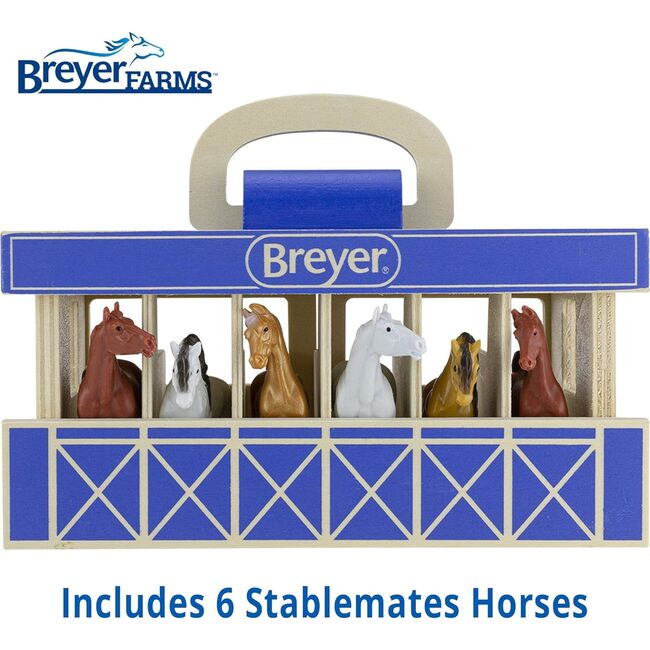 Breyer Horses - Breyer Farms 1:32 Scale Wooden Stable Playset w/  6 Horses - Playsets - 4