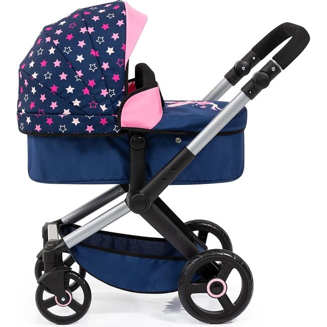 Bayer Design Dolls: Pram w/ Shoulder Bag - Blue, Pink, Stars - Doll Accessories - 3