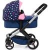 Bayer Design Dolls: Pram w/ Shoulder Bag - Blue, Pink, Stars - Doll Accessories - 3