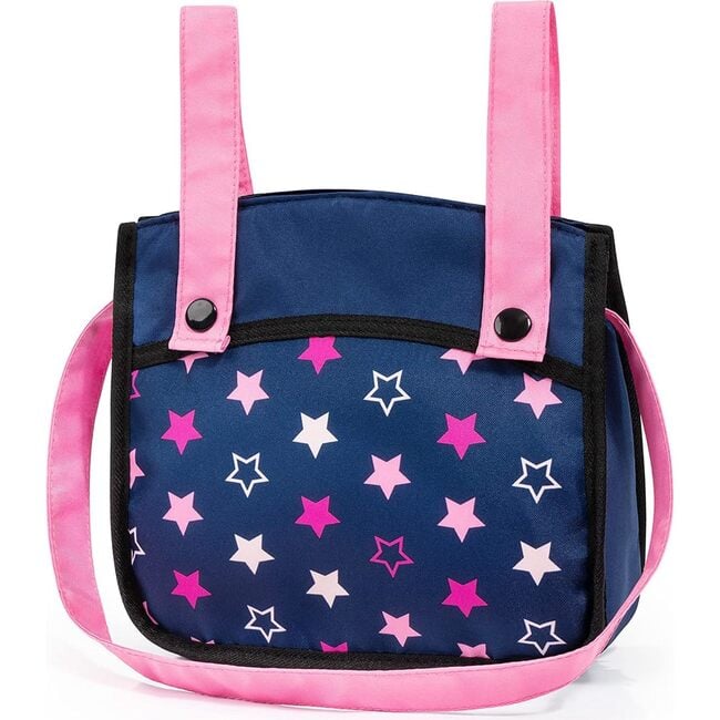 Bayer Design Dolls: Pram w/ Shoulder Bag - Blue, Pink, Stars - Doll Accessories - 4