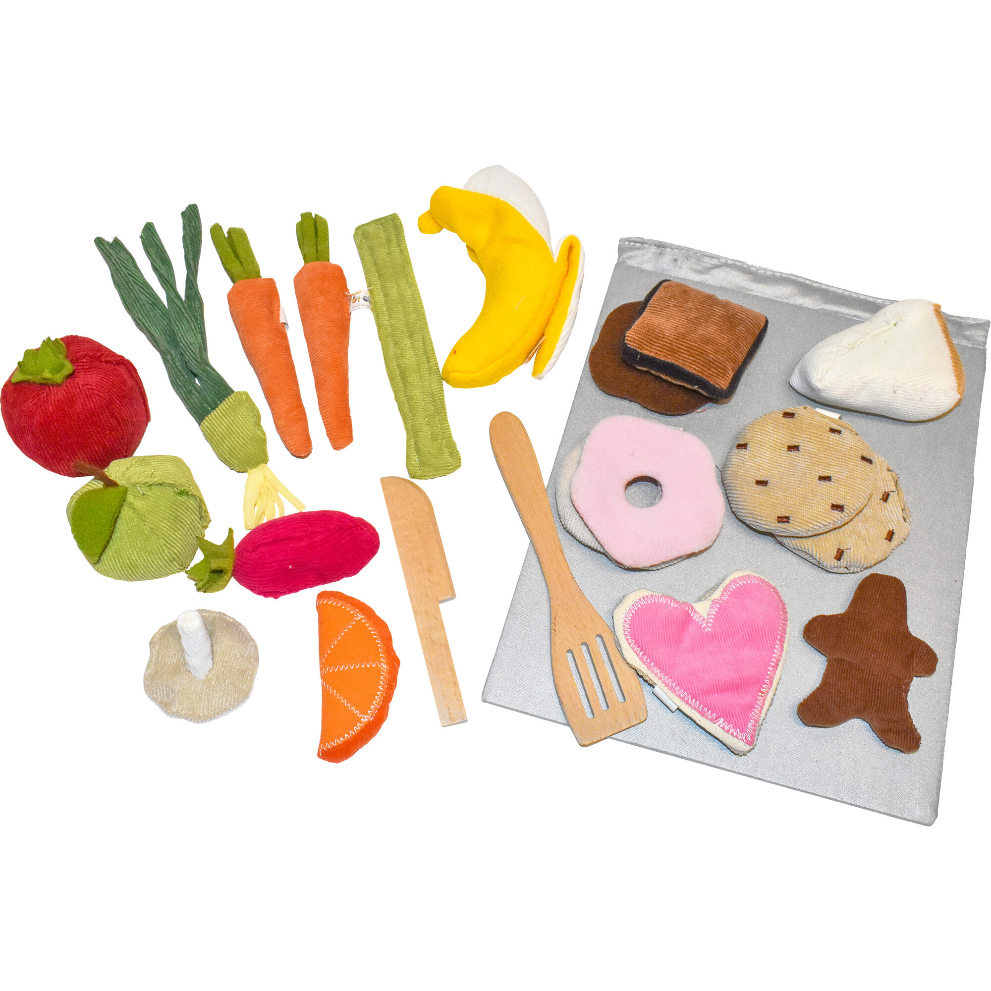 Plush Food Bundle Veggies and Donuts - Play Food - 1