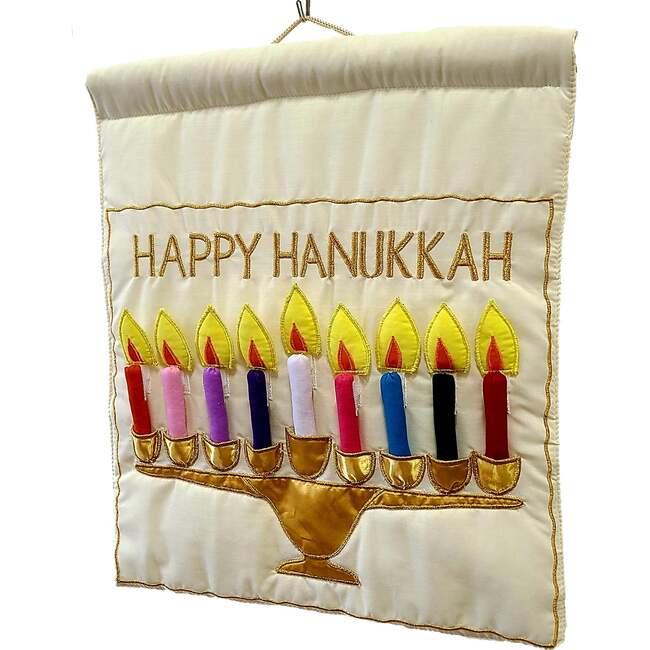Happy Hanukkah Ivory Menorah Jewish Wall Hanging - Wall Décor - 3