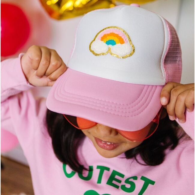 Rainbow Patch Trucker Hat, Pink - Hats - 3