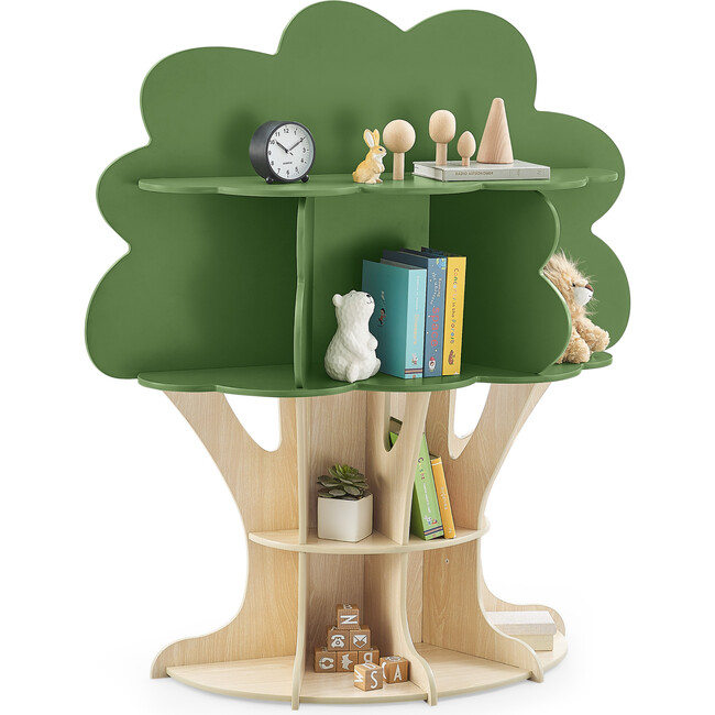 Tree Bookcase, Fern Green & Crafted Natural