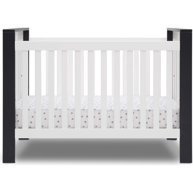 Miles 4-In-1 Convertible Crib, Dark Grey & White