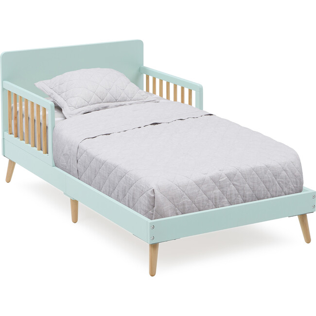 Logan Wood Toddler Bed With 2-Guard Rails, Green