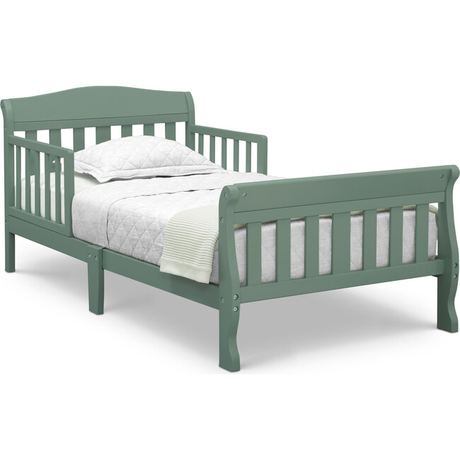 Canton Wood Toddler Bed With Guardrails, Green