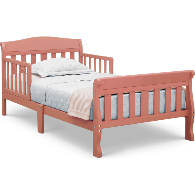 Canton Wood Toddler Bed With Guardrails, Orange
