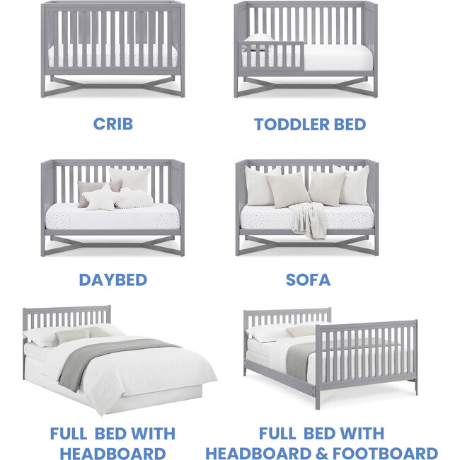 Tribeca 4-In-1 Baby Convertible Crib, Grey - Cribs - 2