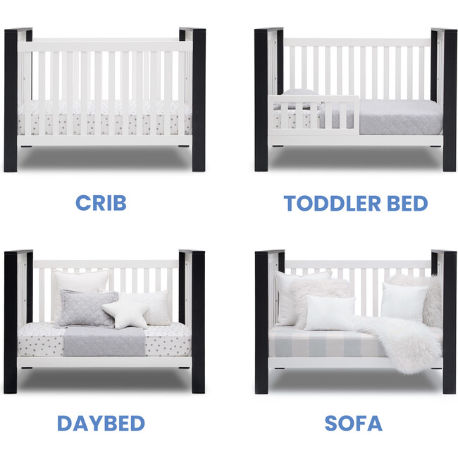 Miles 4-In-1 Convertible Crib, Dark Grey & White - Cribs - 2