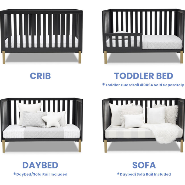 Hendrix 4-In-1 Convertible Crib, Grey - Cribs - 2