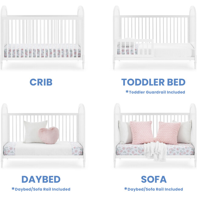 Madeline 4-In-1 Convertible Crib Woven Cane Mesh Panels With Conversion Rails, Bianca White & Textured Almond - Cribs - 2