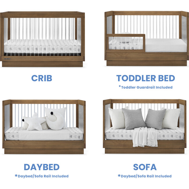 James Acrylic 4-In-1 Convertible Crib, Brown - Cribs - 2