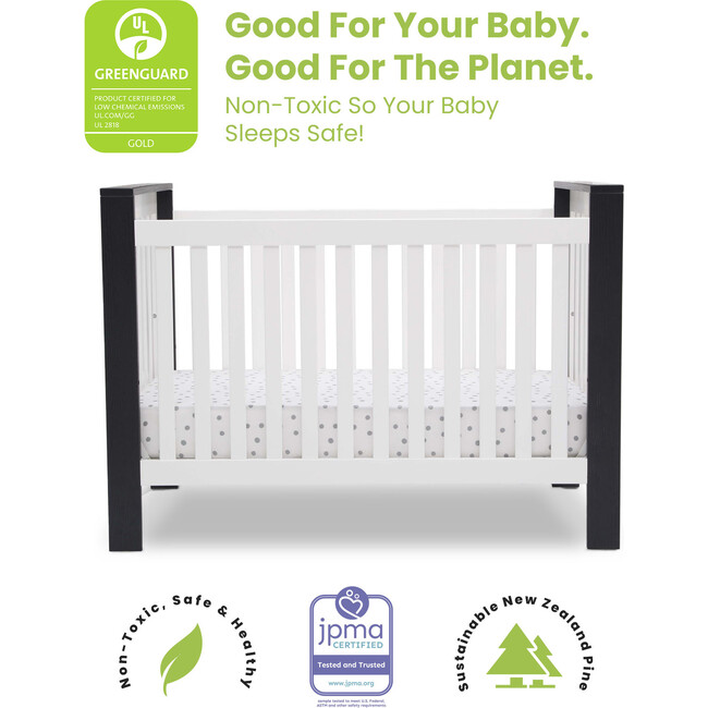 Miles 4-In-1 Convertible Crib, Dark Grey & White - Cribs - 3