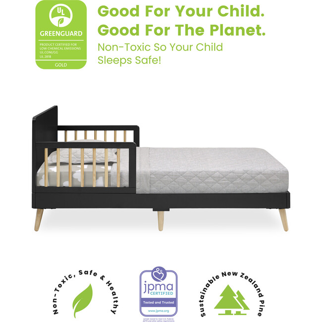 Logan Wood Toddler Bed With 2-Guard Rails, Grey - Beds - 3