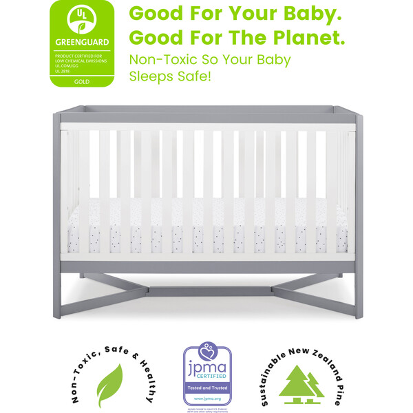 Tribeca 4-In-1 Baby Convertible Crib, White Grey Delta