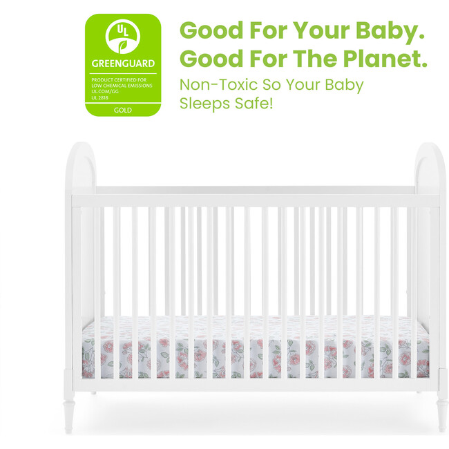 Madeline 4-In-1 Convertible Crib Woven Cane Mesh Panels With Conversion Rails, Bianca White & Textured Almond - Cribs - 3