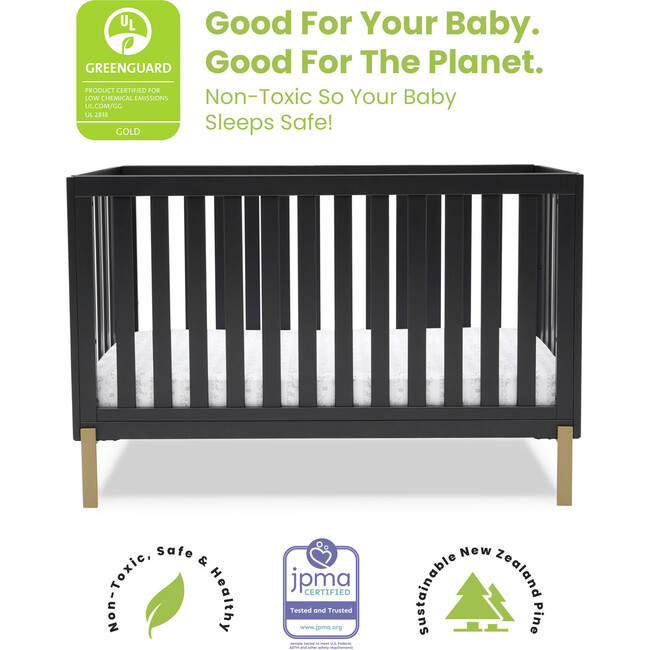 Hendrix 4-In-1 Convertible Crib, Grey - Cribs - 3